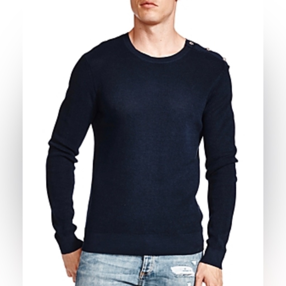 - RARE KOOPLES blue/white Runway collection : Spring Japan Skull Button Sweater